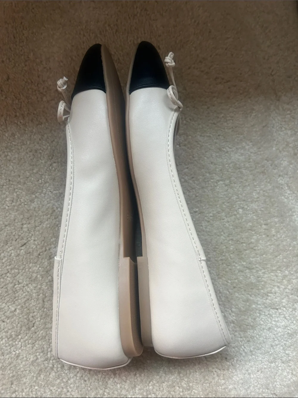 Express Two-Tone Bow Ballet Flats in White and Black